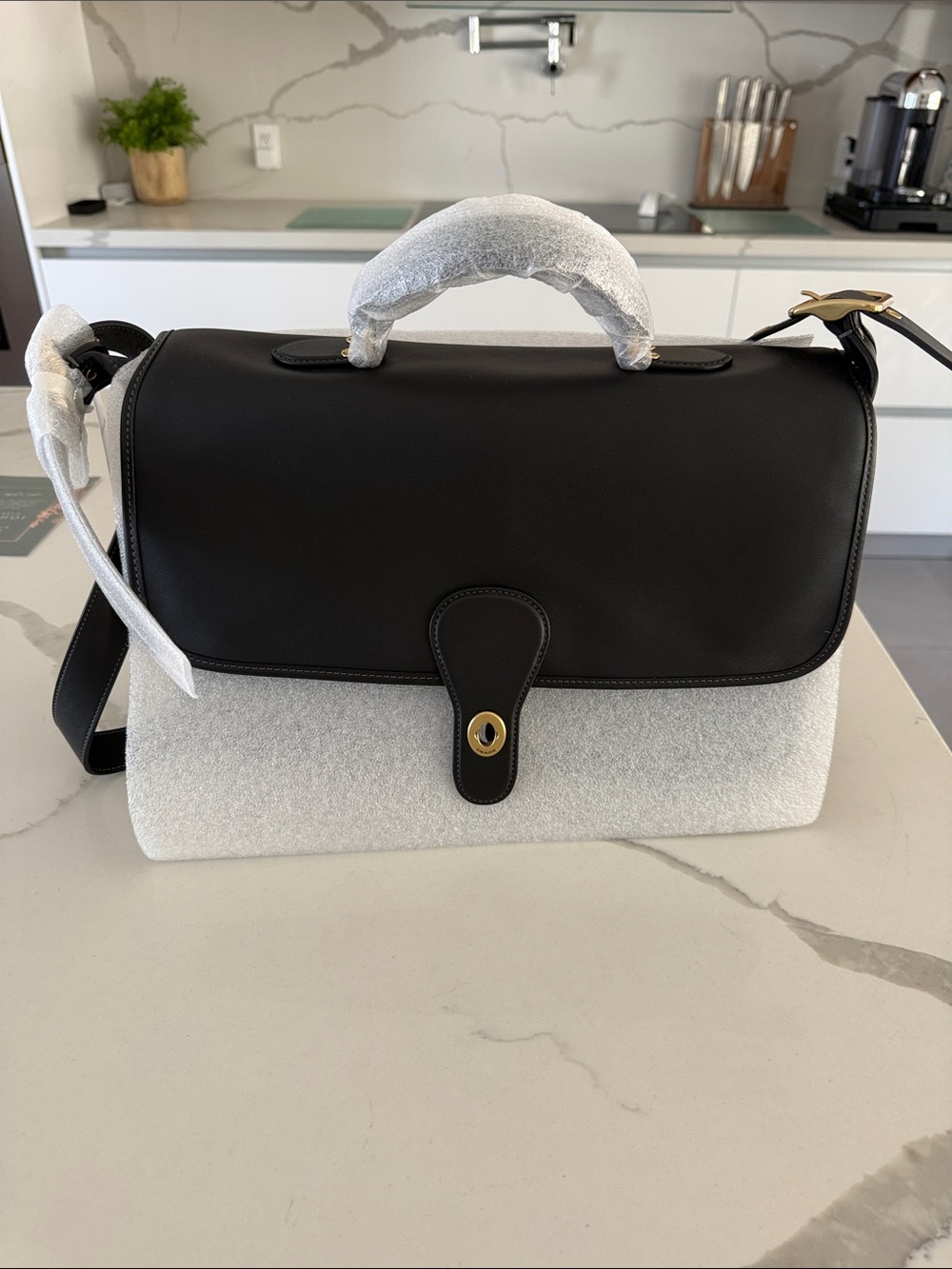 Coach Black Crossbody Satchel with Gold Hardware - Devil wears Prada drop
